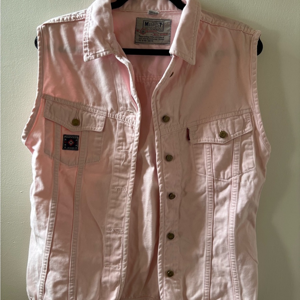 Vintage Magvest Work Pink Denim Vest